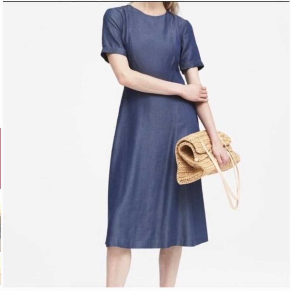 Denim-Tie Back -Tencel- Knee Length Casual Dress